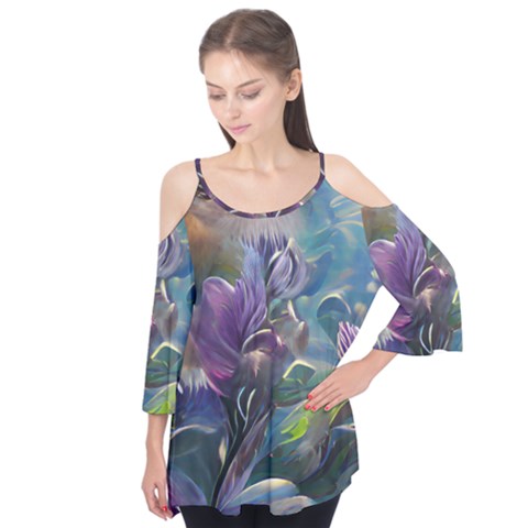 Abstract Blossoms  Flutter Sleeve T-shirt  by Internationalstore