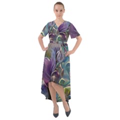 Abstract Blossoms  Front Wrap High Low Dress by Internationalstore