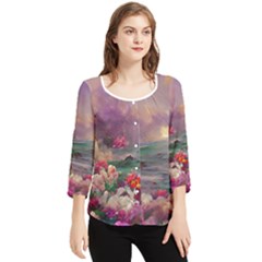 Abstract Flowers  Chiffon Quarter Sleeve Blouse by Internationalstore
