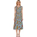 Cartoon Underwater Seamless Pattern With Crab Fish Seahorse Coral Marine Elements V-Neck Drawstring Shoulder Sleeveless Maxi Dress View1