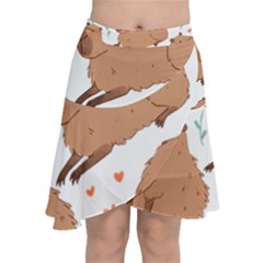 Capybara Art T- Shirt Cute Capybaras Illustration T- Shirt Yoga Reflexion Pose T- Shirtyoga Reflexion Pose T- Shirt Chiffon Wrap Front Skirt by hizuto