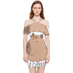 Capybara T- Shirt Be Nice Be Friendly Be A Capybara T- Shirt Yoga Reflexion Pose T- Shirtyoga Reflexion Pose T- Shirt Shoulder Frill Bodycon Summer Dress by hizuto