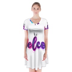 Arts Short Sleeve V-neck Flare Dress by Internationalstore