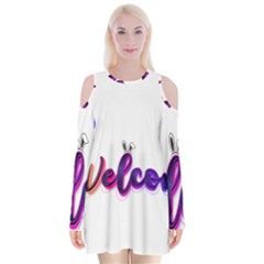 Arts Velvet Long Sleeve Shoulder Cutout Dress by Internationalstore