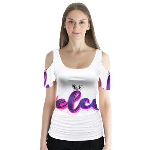 Arts Butterfly Sleeve Cutout T-shirt  by Internationalstore