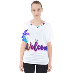 Arts V-neck Dolman Drape Top by Internationalstore