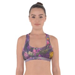 Floral Blossoms  Cross Back Sports Bra by Internationalstore