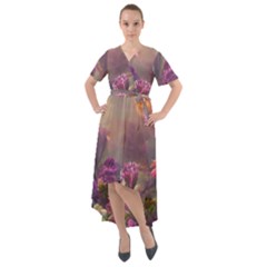 Floral Blossoms  Front Wrap High Low Dress by Internationalstore