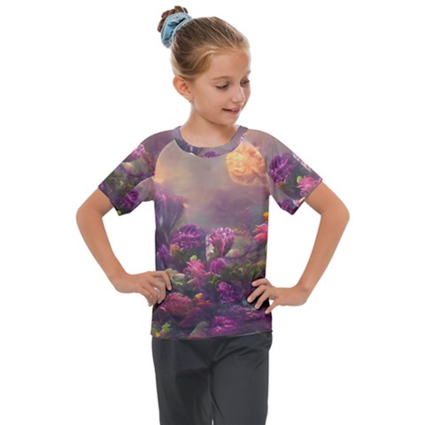 Floral Blossoms  Kids  Mesh Piece T-shirt by Internationalstore