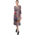 Floral Blossoms  Ruffle End Midi Chiffon Dress View1
