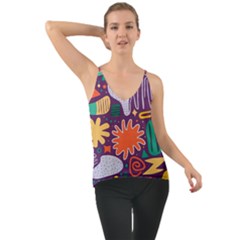 Colorful Shapes On A Purple Background Chiffon Cami by LalyLauraFLM