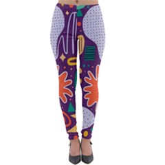 Colorful Shapes On A Purple Background Lightweight Velour Leggings by LalyLauraFLM