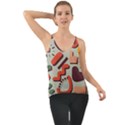 Shapes In Retro Colors On A Green Background Chiffon Cami View1