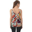 Shapes In Retro Colors On A Green Background Chiffon Cami View2