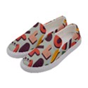 Shapes In Retro Colors On A Green Background Women s Canvas Slip Ons View2