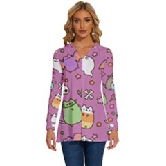 Pusheen Cat Long Sleeve Drawstring Hooded Top by Pakjumat
