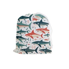 Fish Shark Animal Pattern Drawstring Pouch (large) by Pakjumat