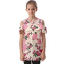 Floral Vintage Flowers Fold Over Open Sleeve Top View1