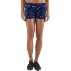 Scribble Pattern Texture Yoga Shorts by Pakjumat