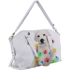 White Labrador Dog Snow Reindeer Santa T- Shirt White Labrador  Dog Snow Reindeer Santa Hat Christma Canvas Crossbody Bag by ZUXUMI