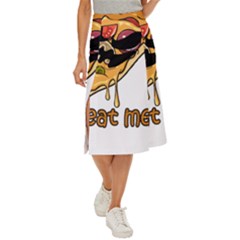 Eat Me T- Shirtscary Pizza Slice Sceaming Eat Me T- Shirt Midi Panel Skirt by ZUXUMI