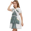 F14 Tomcat Fighter Jet T- Shirt F14 Tomcat Comic Drawing Quote T- Shirt (2) Kids  Bow Tie Puff Sleeve Dress View3