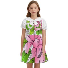 Flowers Art T- Shirtflowers T- Shirt (1) Kids  Bow Tie Puff Sleeve Dress by ZUXUMI