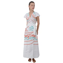 Burger T- Shirt Cat Burger T- Shirt Flutter Sleeve Maxi Dress by JamesGoode