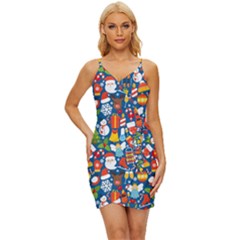Winter Seamless Pattern Wrap Tie Front Dress by uniart180623