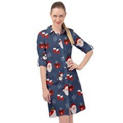 Christmas Background Design Pattern Long Sleeve Mini Shirt Dress by uniart180623