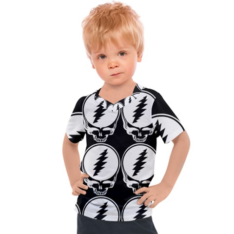 Black And White Deadhead Grateful Dead Steal Your Face Pattern Kids  Sports T-shirt by Sarkoni