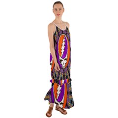 Gratefuldead Grateful Dead Pattern Cami Maxi Ruffle Chiffon Dress by Sarkoni