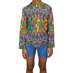 Grateful Dead Pattern Kids  Long Sleeve Swimwear by Sarkoni