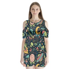 Alien Rocket Space Aesthetic Shoulder Cutout Velvet One Piece by Sarkoni
