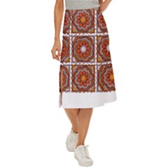 Flower T- Shirt Flower Granny Square Print T- Shirt Midi Panel Skirt by EnriqueJohnson