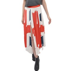 Union Jack England Uk United Kingdom London Velour Split Maxi Skirt by uniart180623