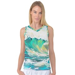 Waves Ocean Sea Tsunami Nautical Painting Women s Basketball Tank Top by uniart180623