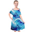 Tsunami Waves Ocean Sea Nautical Nature Water Kids  Cut Out Shoulders Chiffon Dress View1