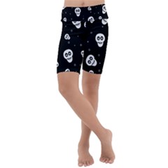 Skull Pattern Kids  Lightweight Velour Cropped Yoga Leggings by Ket1n9