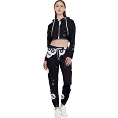 Skull Pattern Cropped Zip Up Lounge Set by Ket1n9