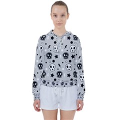 Skull-pattern- Women s Tie Up Sweat by Ket1n9