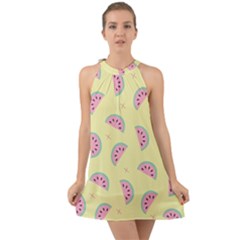 Watermelon Wallpapers  Creative Illustration And Patterns Halter Tie Back Chiffon Dress by Ket1n9