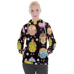 Cute Owls Pattern Women s Hooded Pullover by Ket1n9