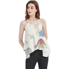 Dinosaur Art Pattern Flowy Camisole Tank Top by Ket1n9