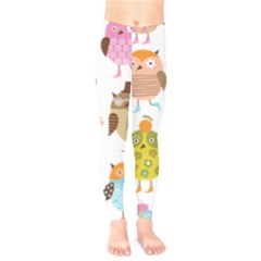 Cute Owls Pattern Kids  Classic Winter Leggings by Ket1n9