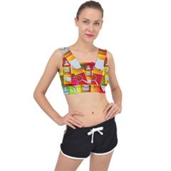 Colorful 3d Social Media V-back Sports Bra by Ket1n9
