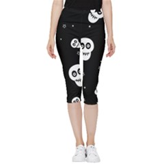 Skull Pattern Inside Out Lightweight Velour Capri Leggings  by Ket1n9