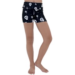 Skull Pattern Kids  Lightweight Velour Yoga Shorts by Ket1n9