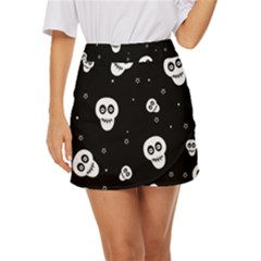 Skull Pattern Mini Front Wrap Skirt by Ket1n9