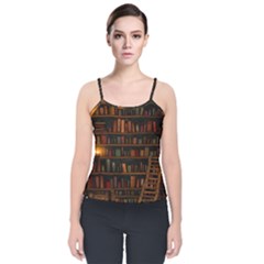 Books Library Velvet Spaghetti Strap Top by Ket1n9